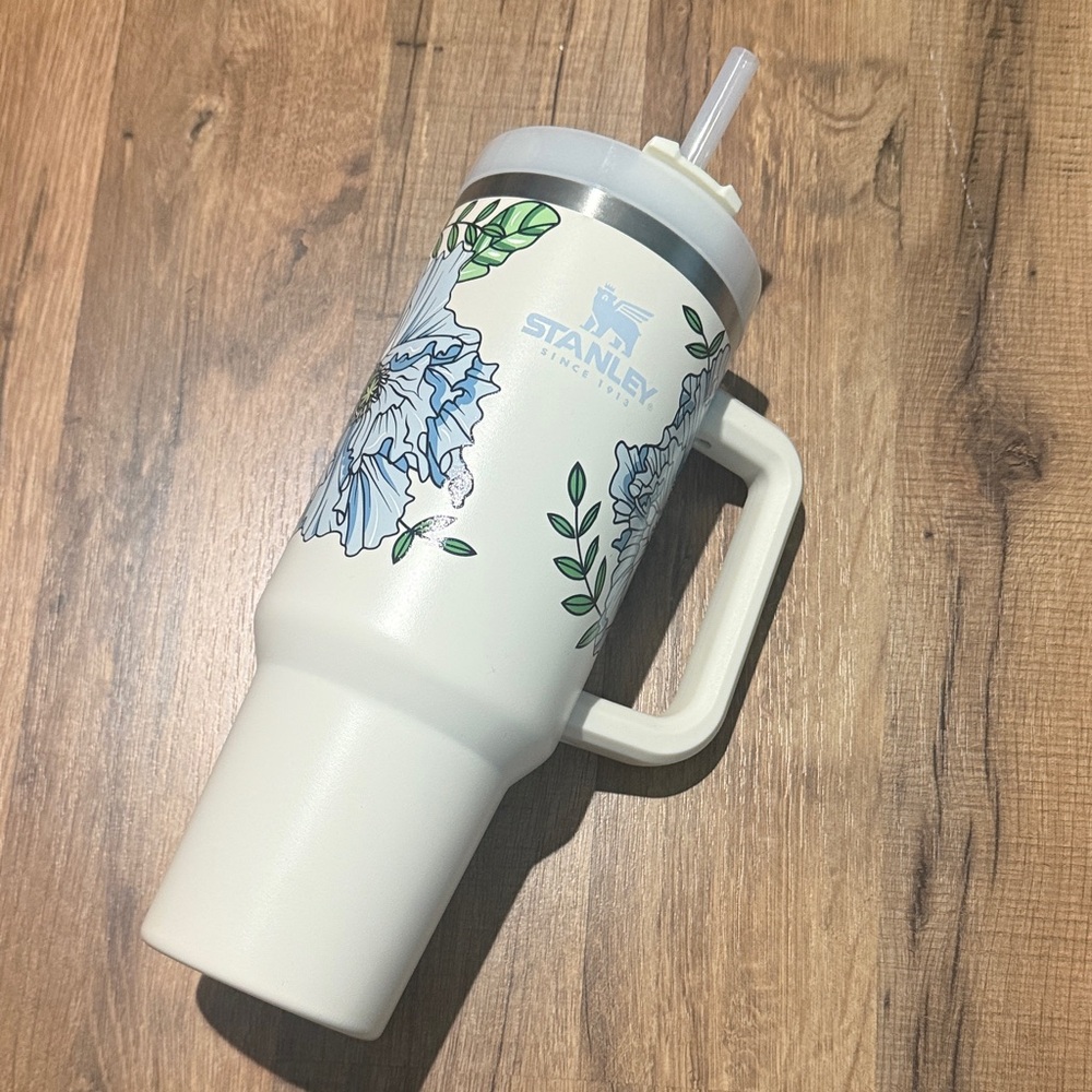 Stanley White and Blue Floral Thermos (limited edition)